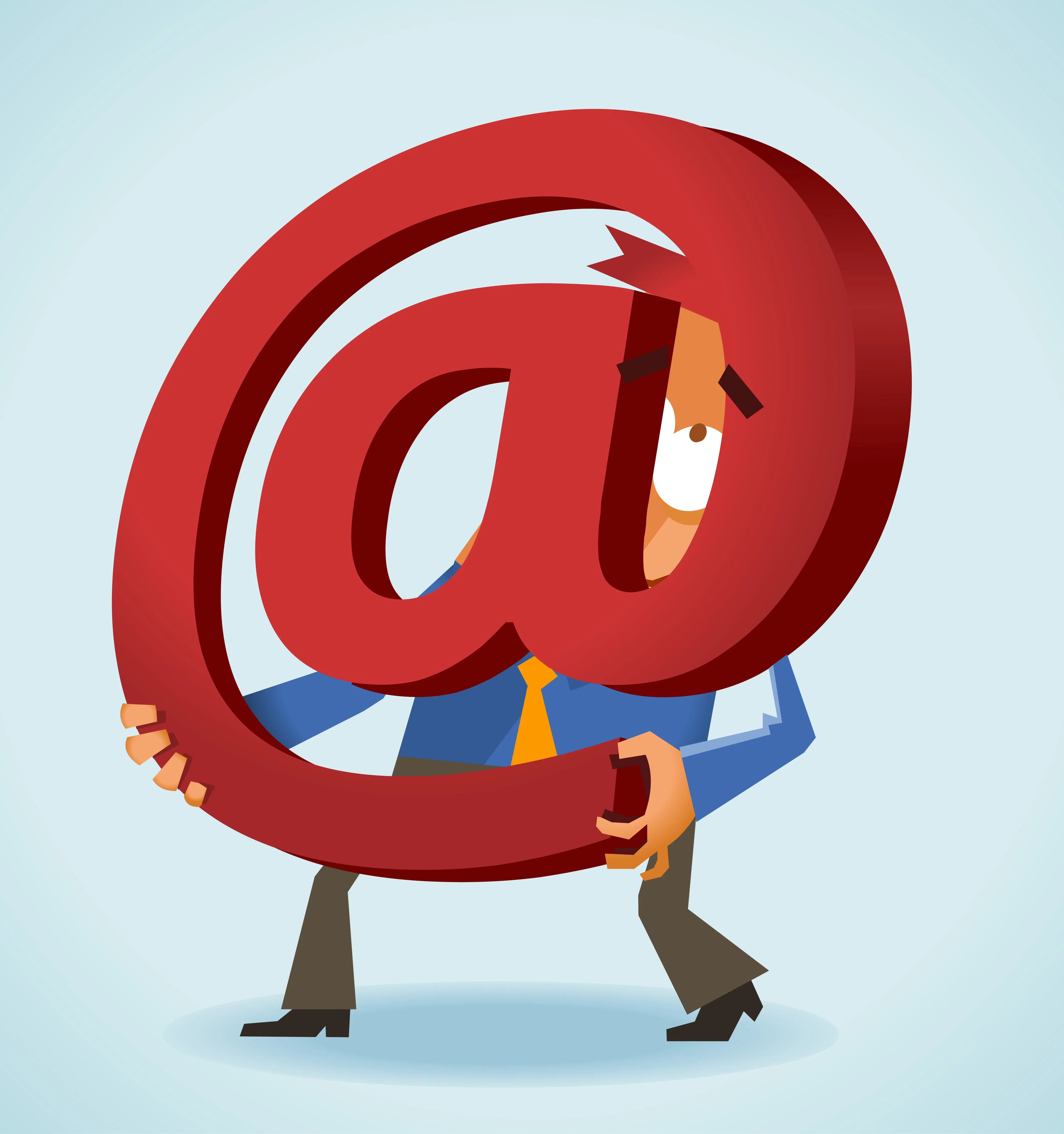 Cartoon man with at symbol