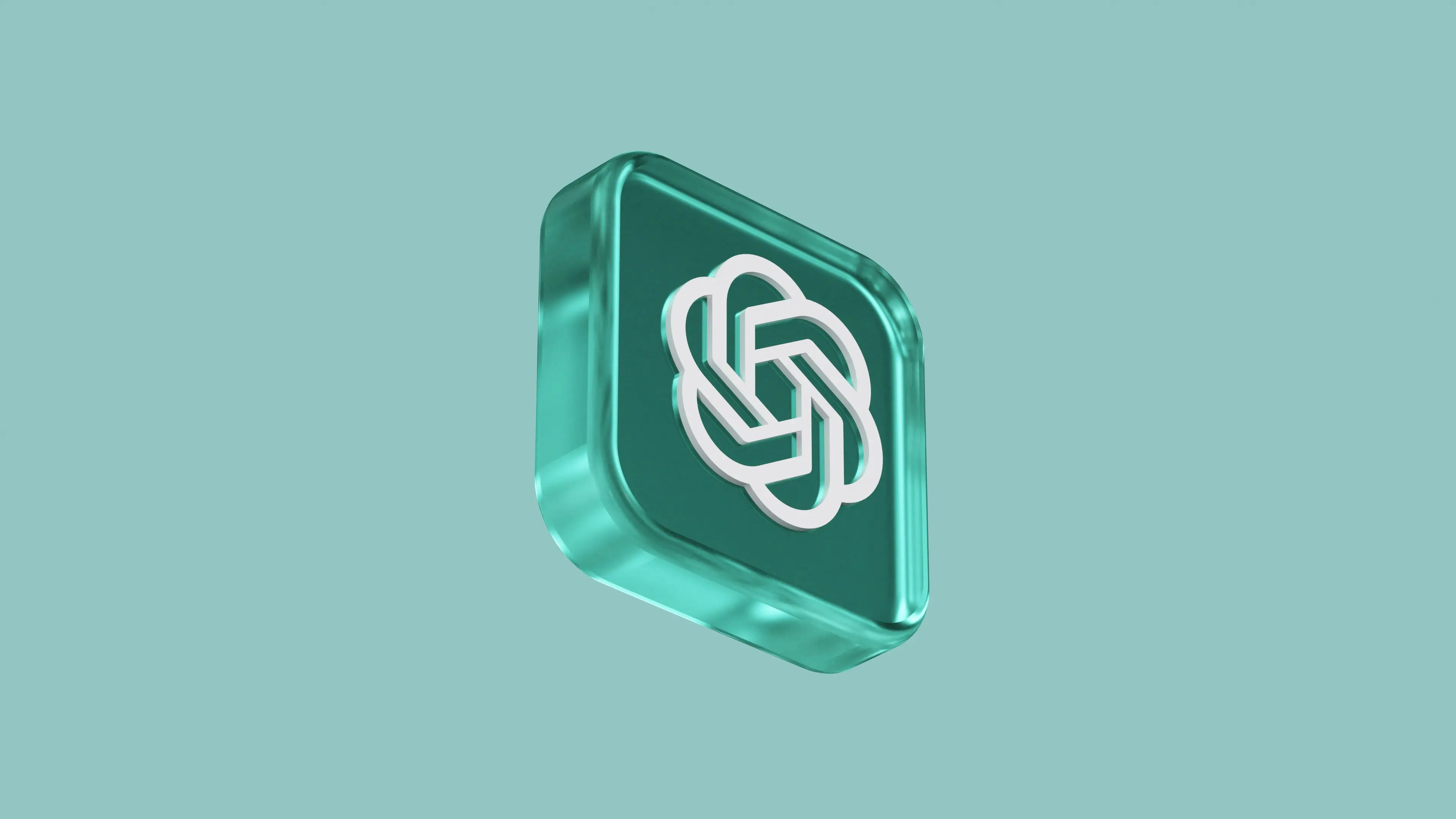 3D logo on teal background