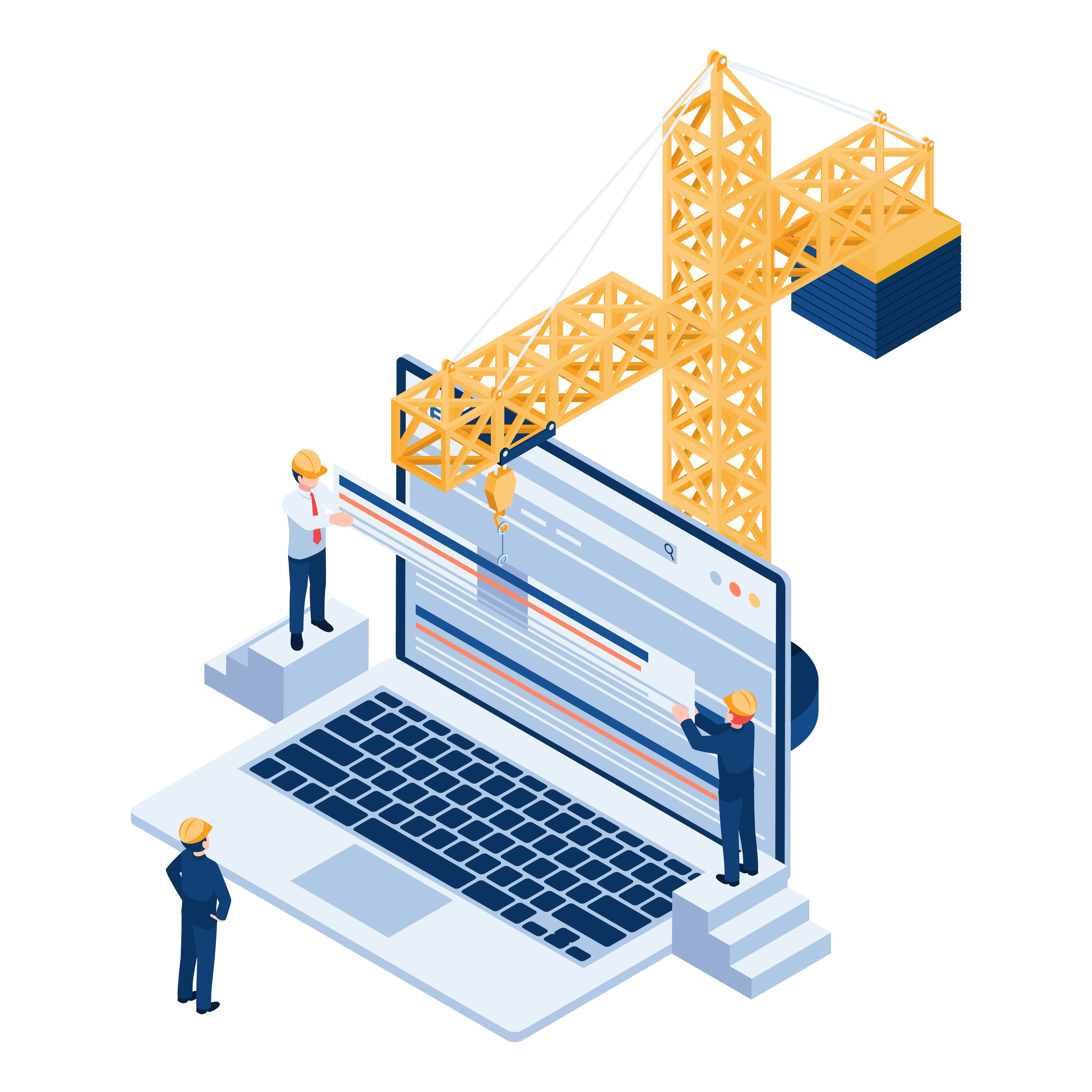 Website development with construction workers