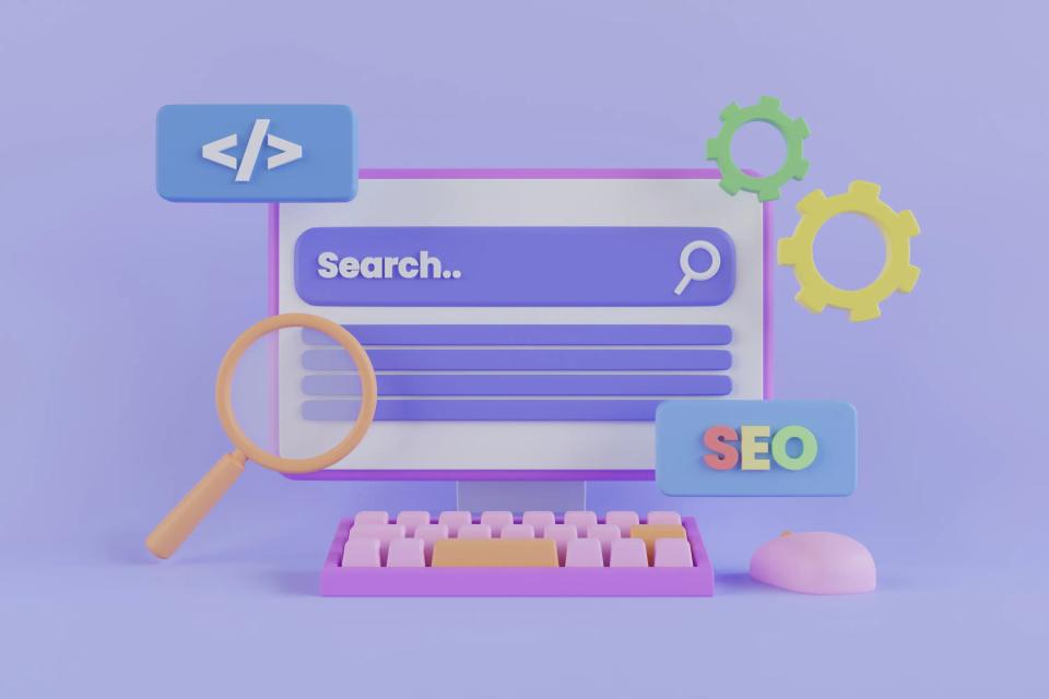 3D illustration af SEO-søgeværktøjer