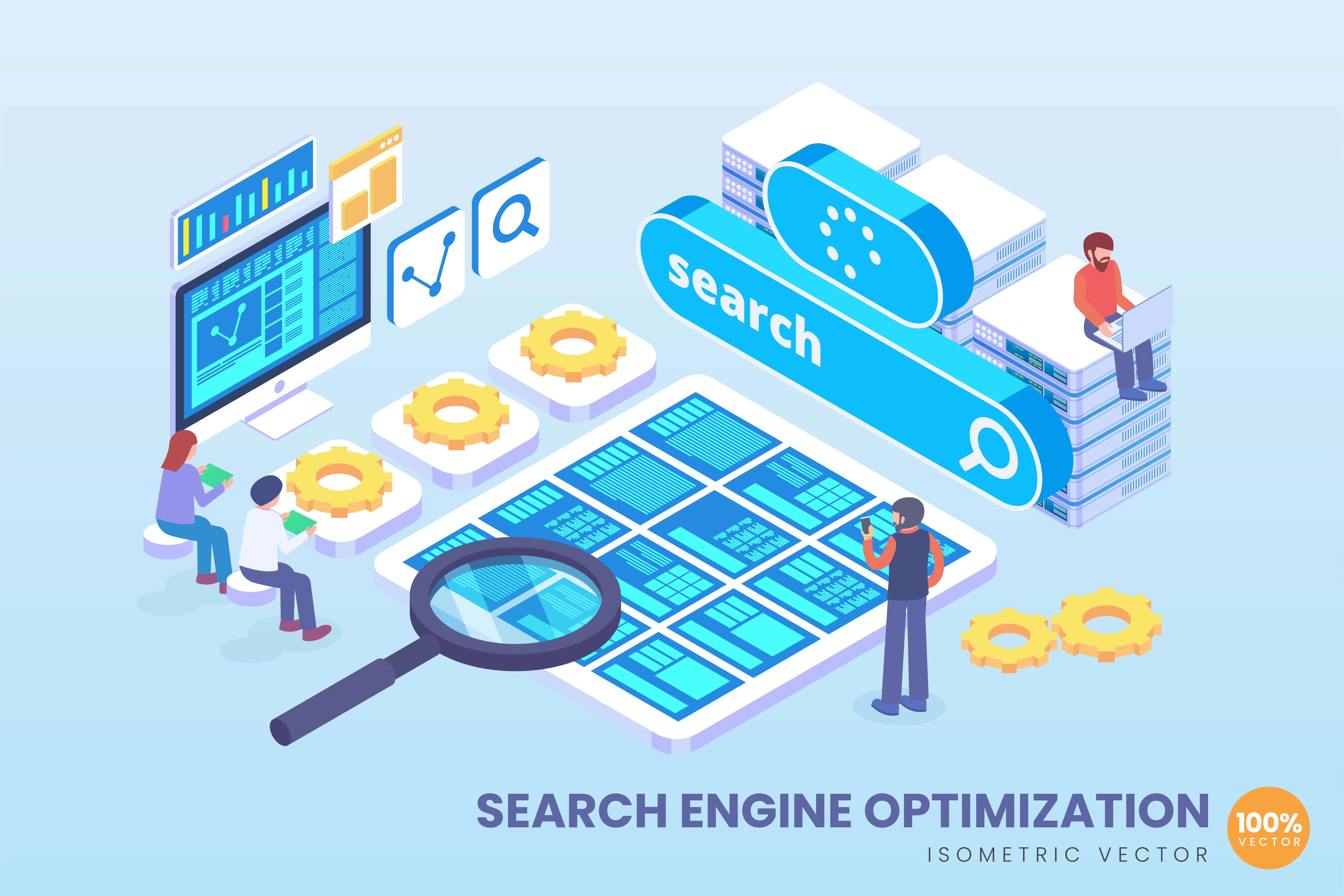Strumenti SEO e analisi in prospettiva isometrica