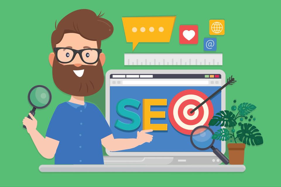 SEO-ekspert med computergrafik