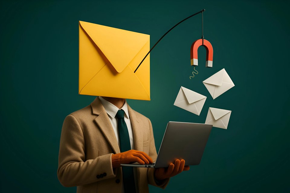 E-postmarknadsföringskoncept med bärbar dator