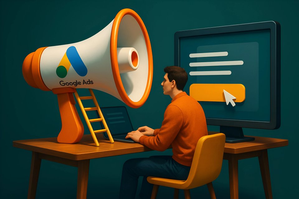Illustration av uppsättning av en Google Ads-kampanj